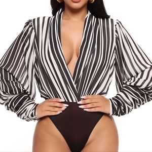 Fashion Nova | Tops | Fashion Nova Bodysuit Stripe Top | Poshmark